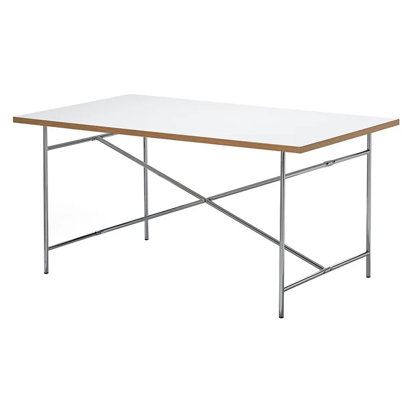 Desk conference desk dining table solid wood medieval stainless steel Bauhaus table minimalist matte white computer desk