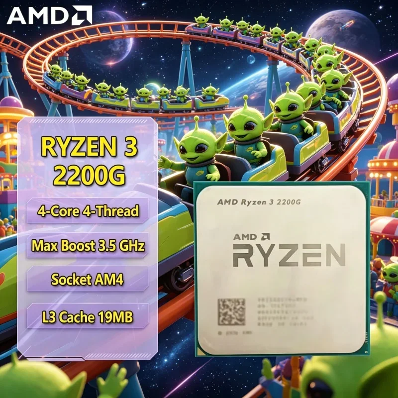 Processador AMD Ryzen 3 2200G R3 2200G CPU 4 Núcleos 4 Threads 3.5GHz Desbloqueado AM4 para Jogos Sem Embalagem