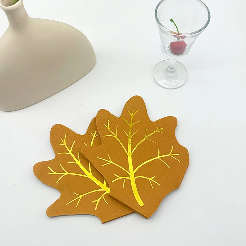 Colorful Maple Leaf Napkins Fall Dinner Portable Printing Shape Paper for Bathroom Modeling