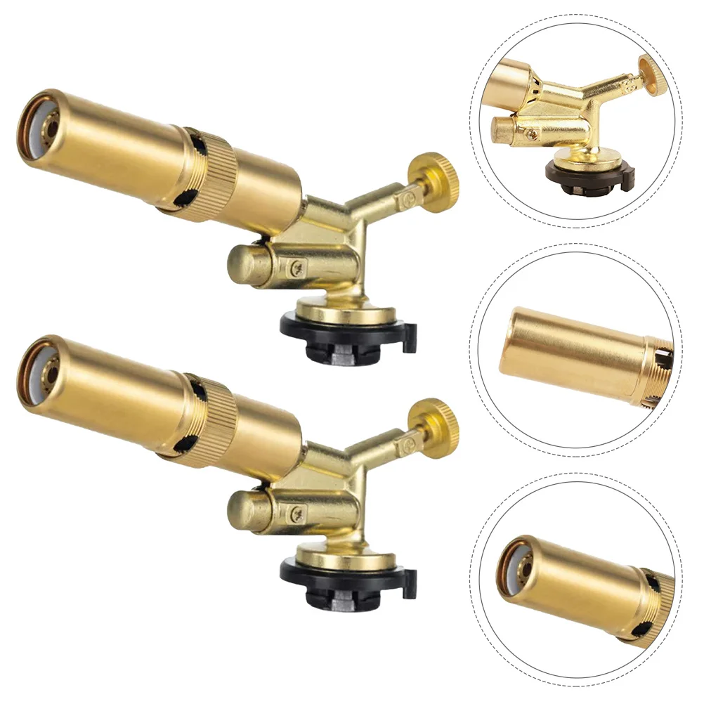 

2Pcs Portable Gas Torch Adjustable Flame Control Outdoor Cooking Grill Torch Head Campfire Welding Manual Fire Starter