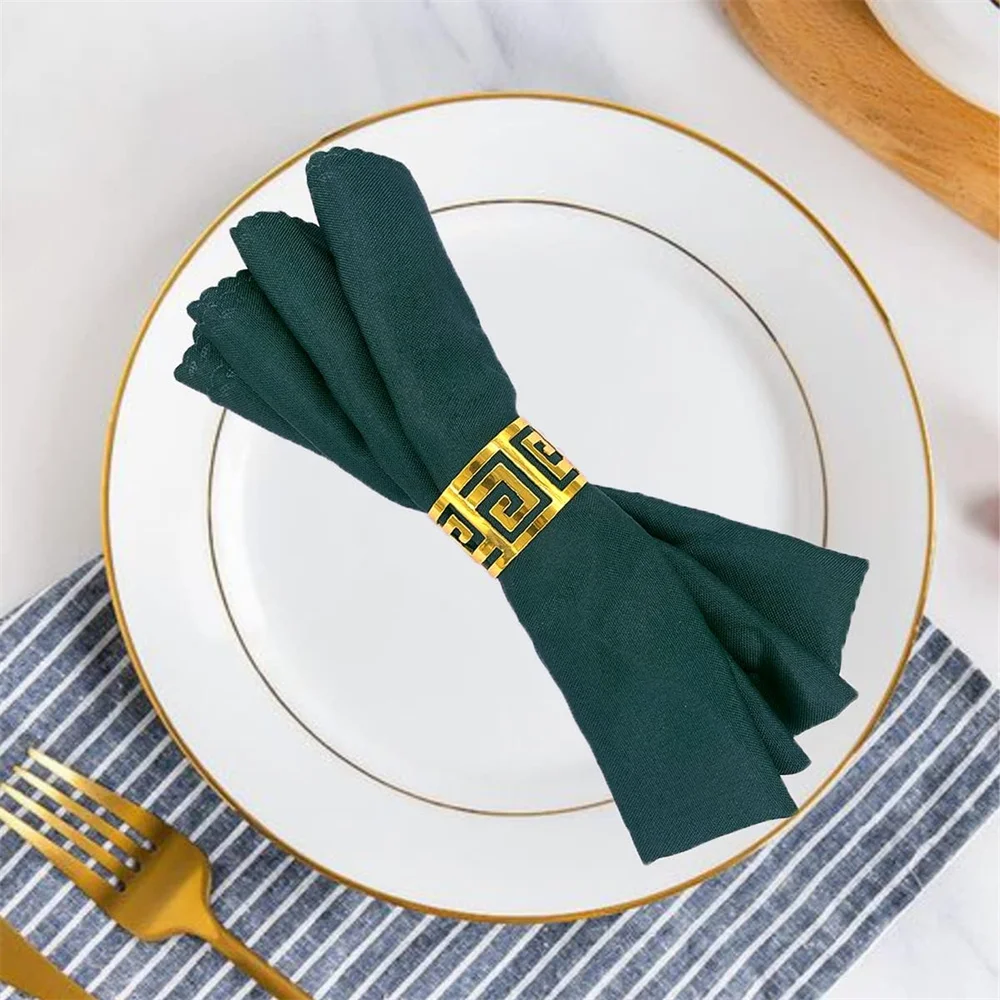 6Pcs Gold Napkin Rings Hollow Out Napkin Rings Holder Buckles for Wedding Thanksgiving Easter Christmas Party Banquet Table Deco