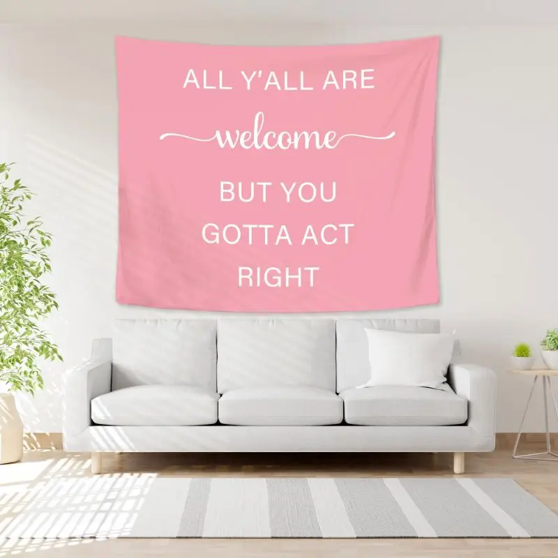 VIKAMA Sweet Pink Fun Quotes Tapestry, Cute Letter Wall Hanging, Aesthetic Wall Decor for Bedroom Living Room Dorm Decoration