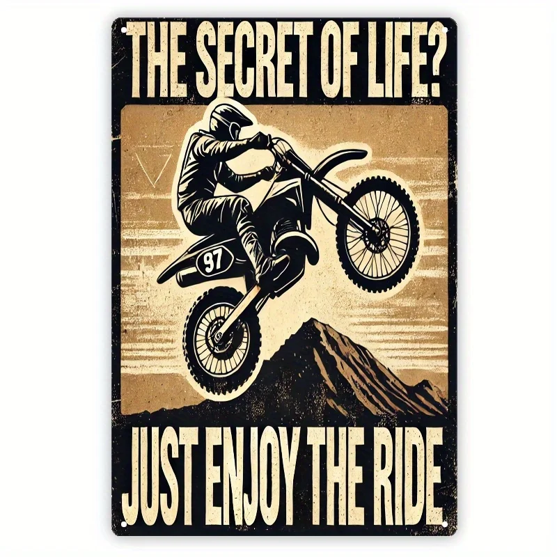 1pc Vintage Motocross Metal Sign - 19.81cm x 29.97cm Rustic Wall Art with 