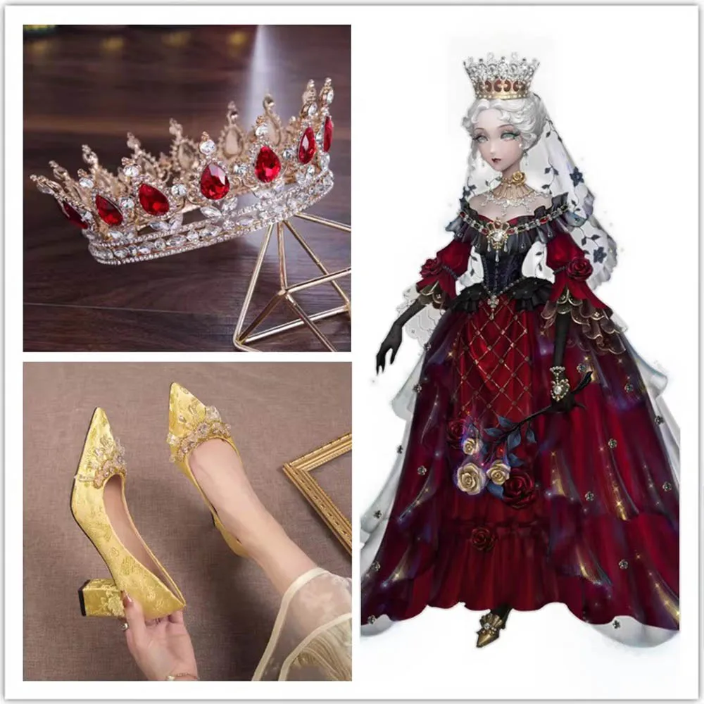 Game Identity V Mary Bloody Queen False Hope Cosplay Shoes Crown Wig Uniform Props Halloween Carnival Party Accessories Women