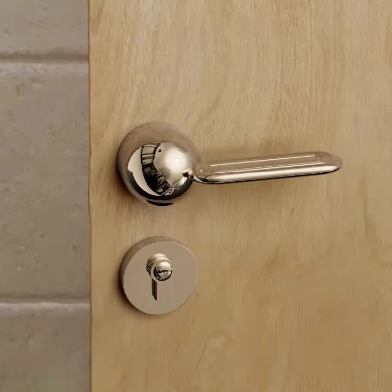 French Bauhaus Magnetic Door Lock Silent Bedroom Silver Handle Vintage Interior Home Improvement Hardware for Wood Door Locks