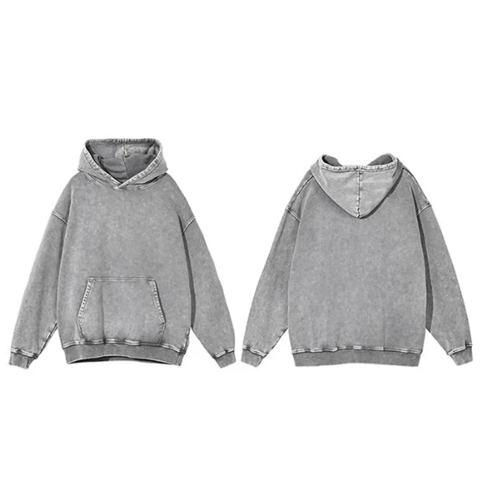 

Men Hoodies Vintage Washed Distressed Solid Color Grunge Streetwear Oversized Pocket Long Sleeve Retro Y2k Loose Sweatshirt