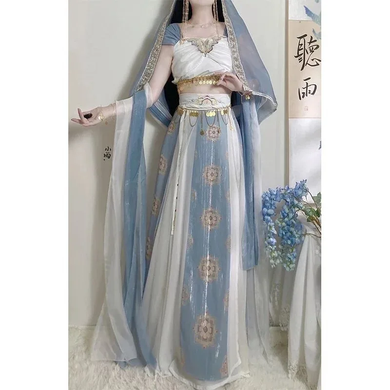 

[Second hair]Exotic Wind Flying Sky Improved Hanfu Women's Western Style Han Element Set