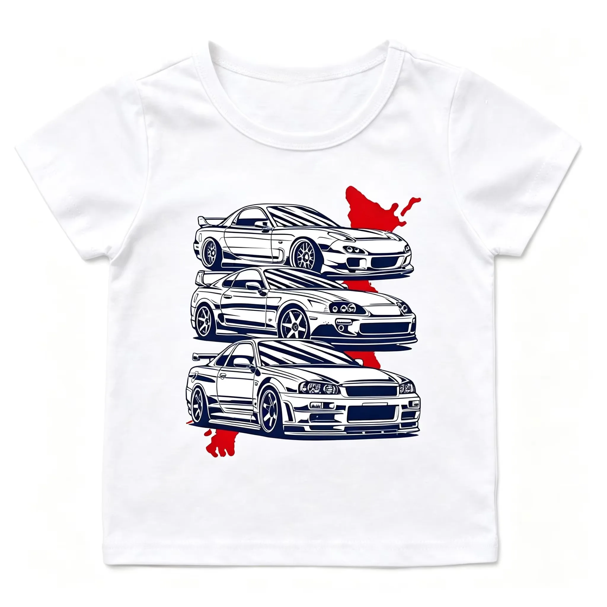 2026 New JDM Unisex Oversized T Shirt Family Matching Streetwear JDM Classic Racing Cars Japan Map Front Print Short Sleeve Tee