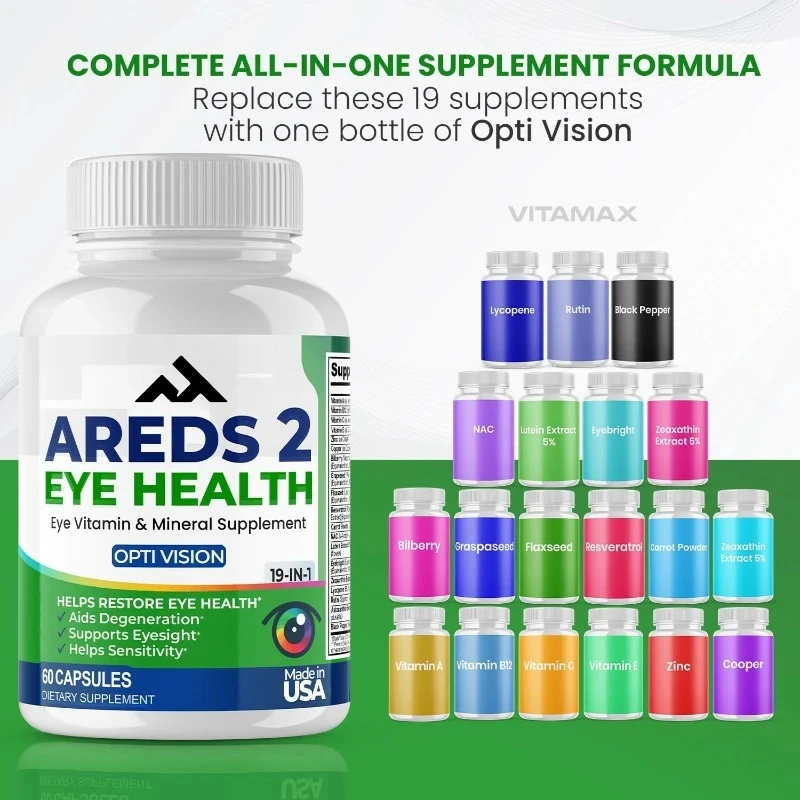 Vitaminas para los ojos - Luteína, zeaxantina, kumquat, astaxantina Suplemento de visión mineral 60 cápsulas