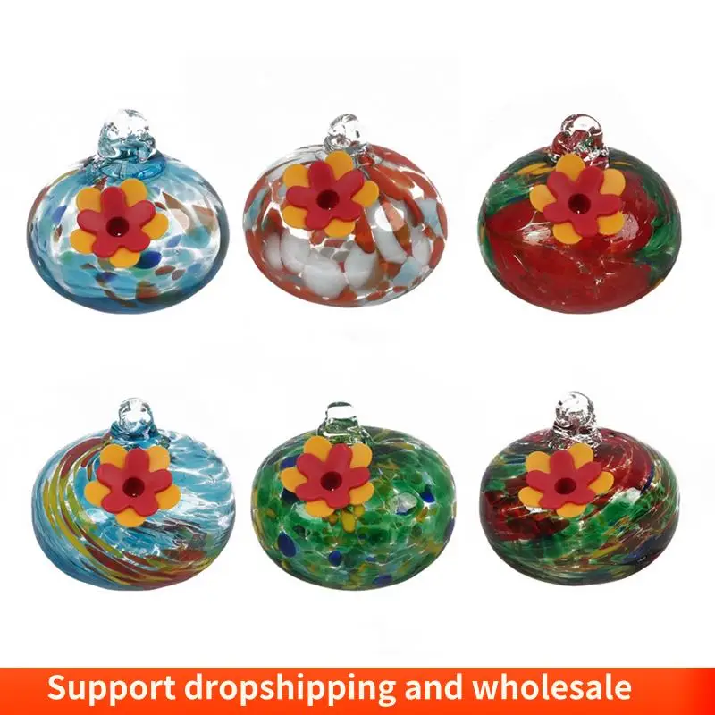 

AA86 Charming Wind Chimes Hanging Bird Feeder With Flower Shape Feeding Ports