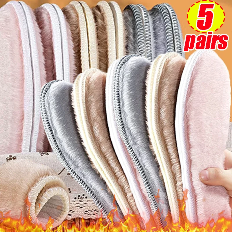 

1-5Pairs Winter Shoe Breathable Snow Boots Imitation Rabbit Shoe Pads Thermal Felt Insoles Thicken Warm Heated Insoles Men Women
