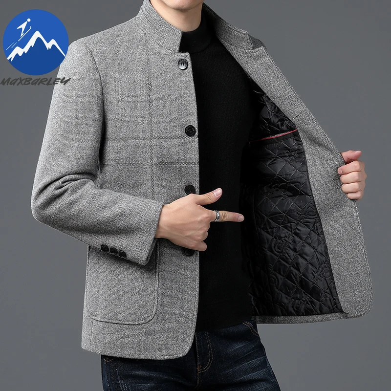 

Maxbarley Winter Woolen Coat Men Leisure Single-breasted TrenchCoat 2025 New British Style Medium-length Slimming Overcoat Man