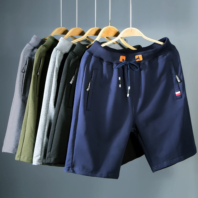 Pantalones Cortos de Verano para Hombre, Tejido Fino, con Bolsillos con Cremallera, Cintura Elástica con Cordón, Pantalones Deportivos, Bermuda, Tallas Grandes
