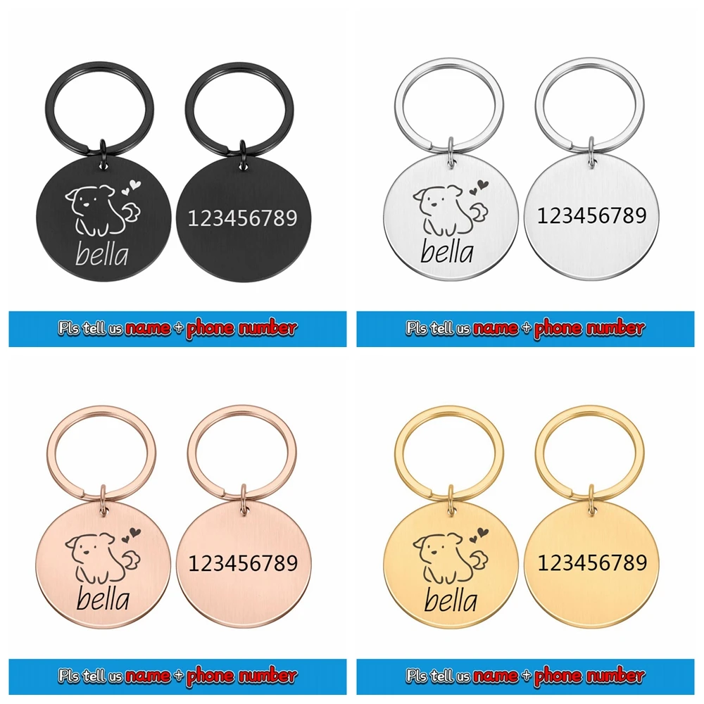 

1 pc Dog Keychain Engraved Dog Tag Laser Engraving Tags Engraved Record Tel Address For dog Pets