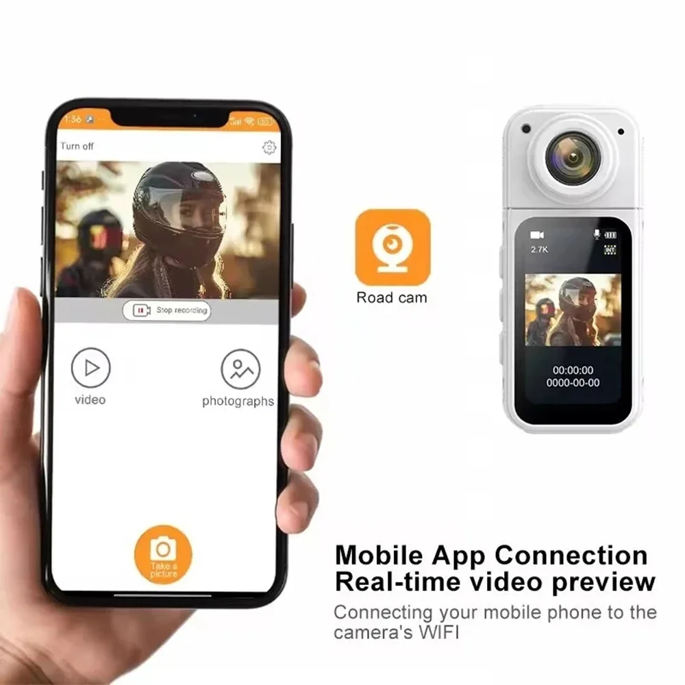 كاميرا S70 سعة 128 جيجابايت Thumb Mini WIFI مع شاشة عالية الدقة وعدسة دوارة 180 درجة وتصوير واحد مع رياضة تسجيل مزدوجة أمامية وخلفية