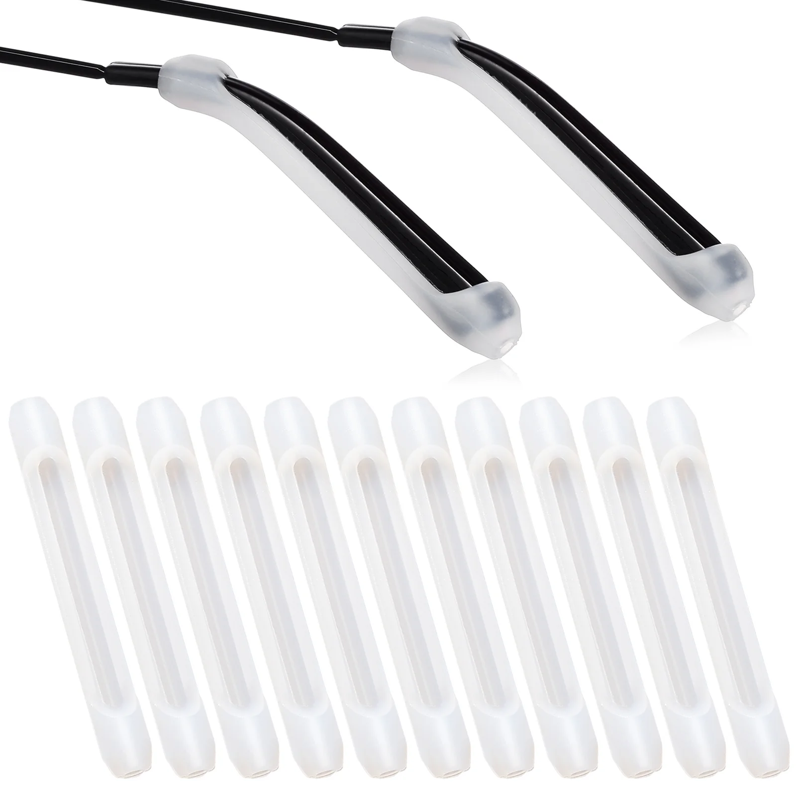 

10Pairs Silicone Eyeglass Leg Covers Anti-Skid Pieces Eyewear Temple Tip Suitable for Sports Outdoor Activities
