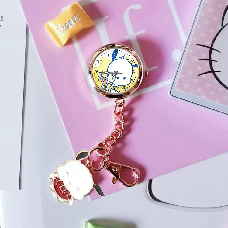 Sanurgente-Montre de poche à quartz de dessin animé pour filles, Cinnamoroll Kuromi, Hello Kitty Key, JoWatch, Anime mignon, Accessoires de sac à dos, Cadeaux, Nouveau