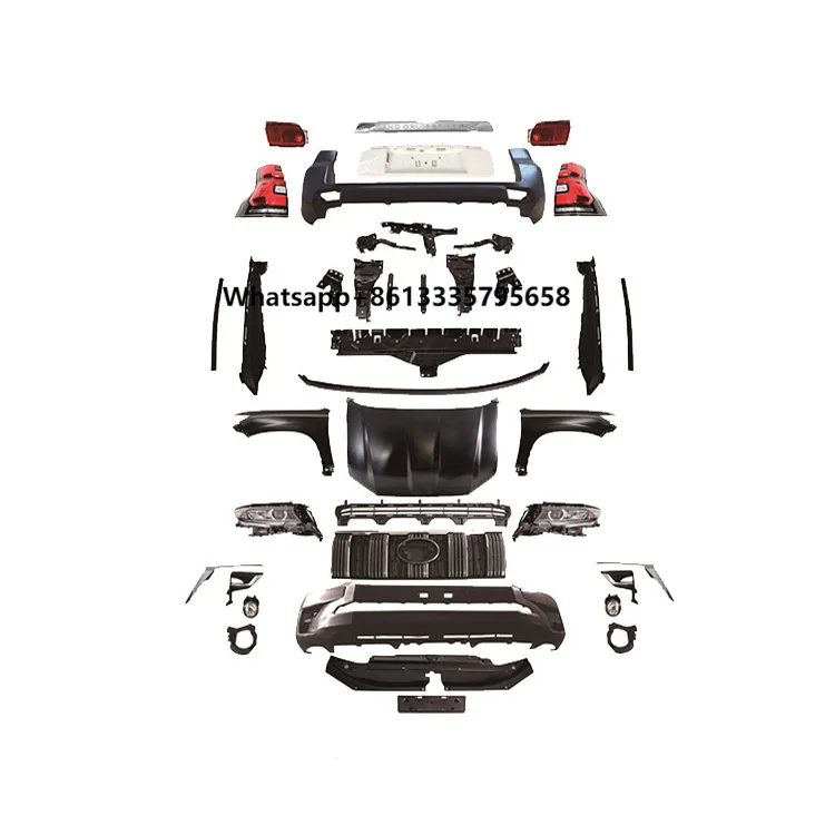 

Auto Parts FJ150 Upgrade 2018 BodyKit Front Rear Bumper Grille LED Headlight TailLights Fender Hood Body Kits for Prado