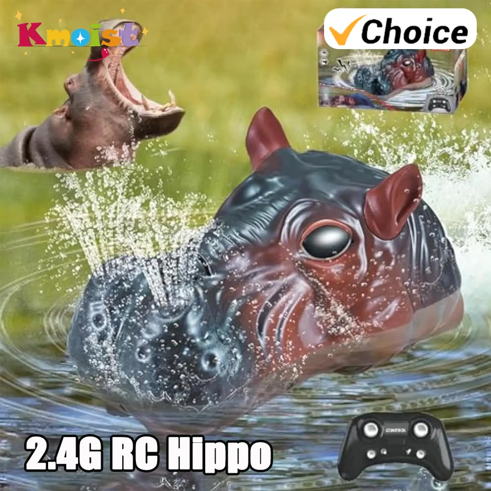 

2.4G RC Hippo RC Boat Water Play Remote Control Boat Ship Animal Toys with Spraying Water Toy for Boys Children Birthday Gifts