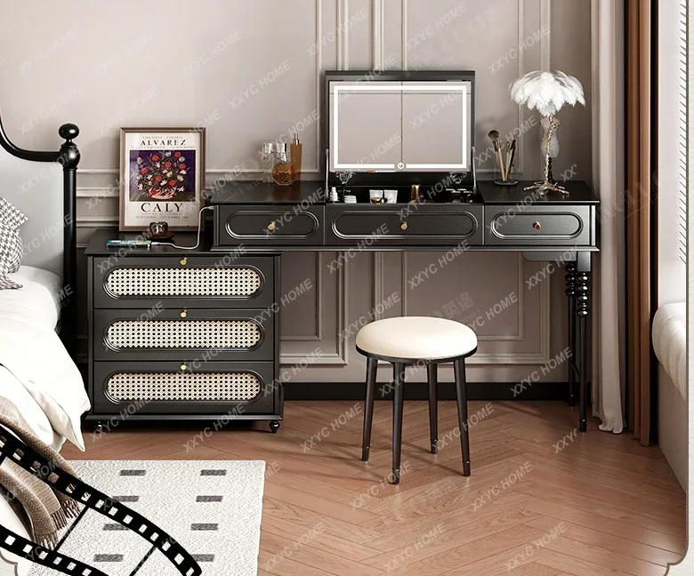 

American Light Luxury Bedroom Bedside Table Dresser Flip Dresser Makeup Table Vanity Table with Drawers Plastic Dresser