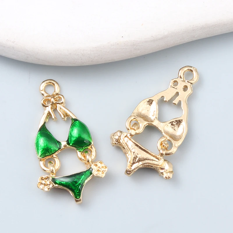 10 pcs Bikini Swimwear Charms Cartoon Cloth Beach Ocean Enamel Pendants For Making Necklace Handmade DIY Jewelry Findings