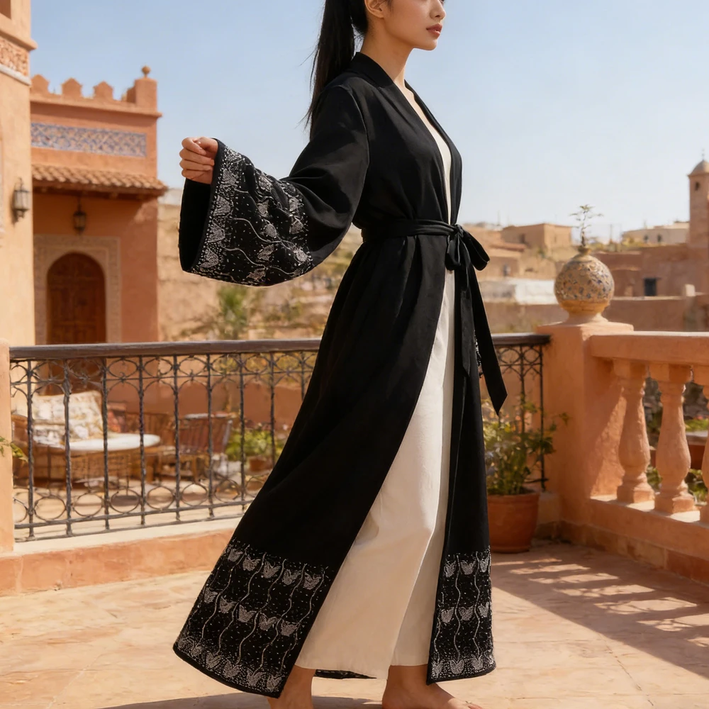 

Dubai Abayas Eid Ramadan Muslim Diamond Evening Dress for Women Islam Clothing Arabic Robe Turkey Kaftan Kebaya Jalabiya Kimono