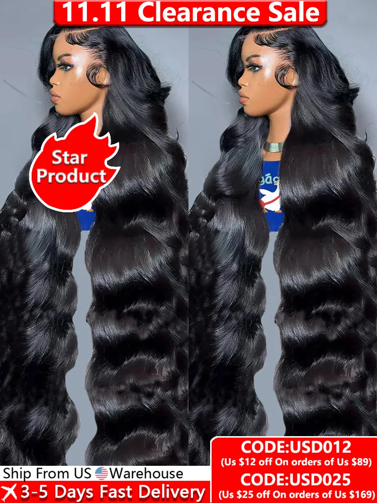 Real 180 200 Density Body Wave 360 Full Lace Frontal Human Hair Wigs For Women PrePlucked Water Wavy 13x4 13x6 HD Lace Front Wig