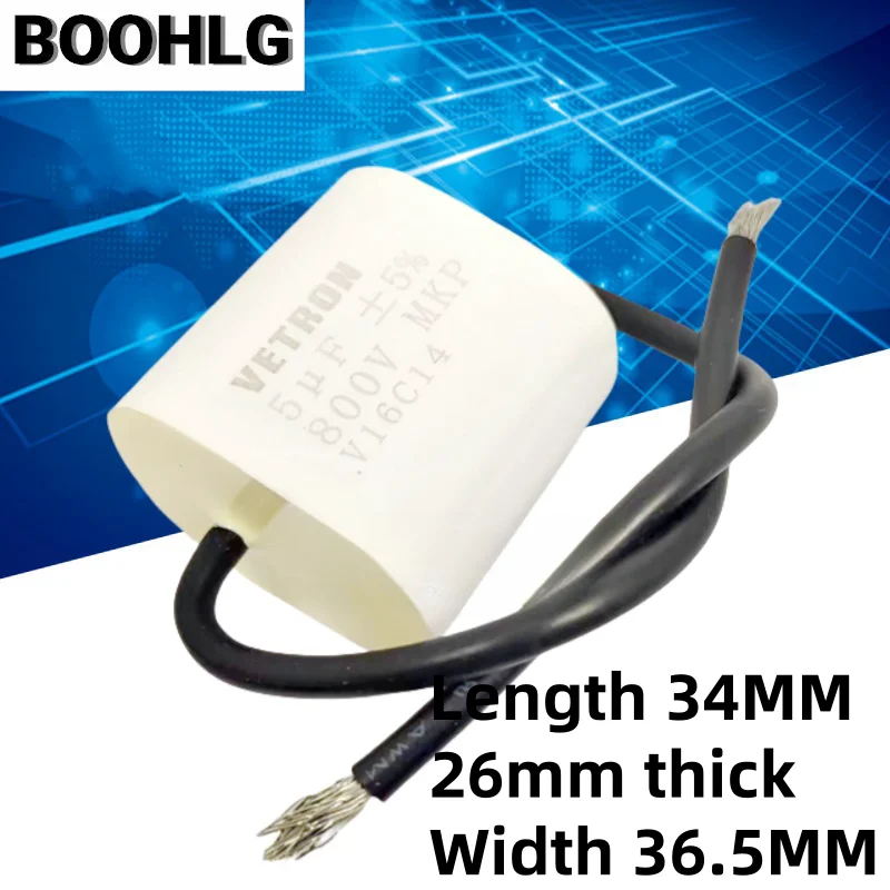 2PCS 800V 5UF MKP 5UF 800V 800V 505 non-polar film capacitor with wire VETRON