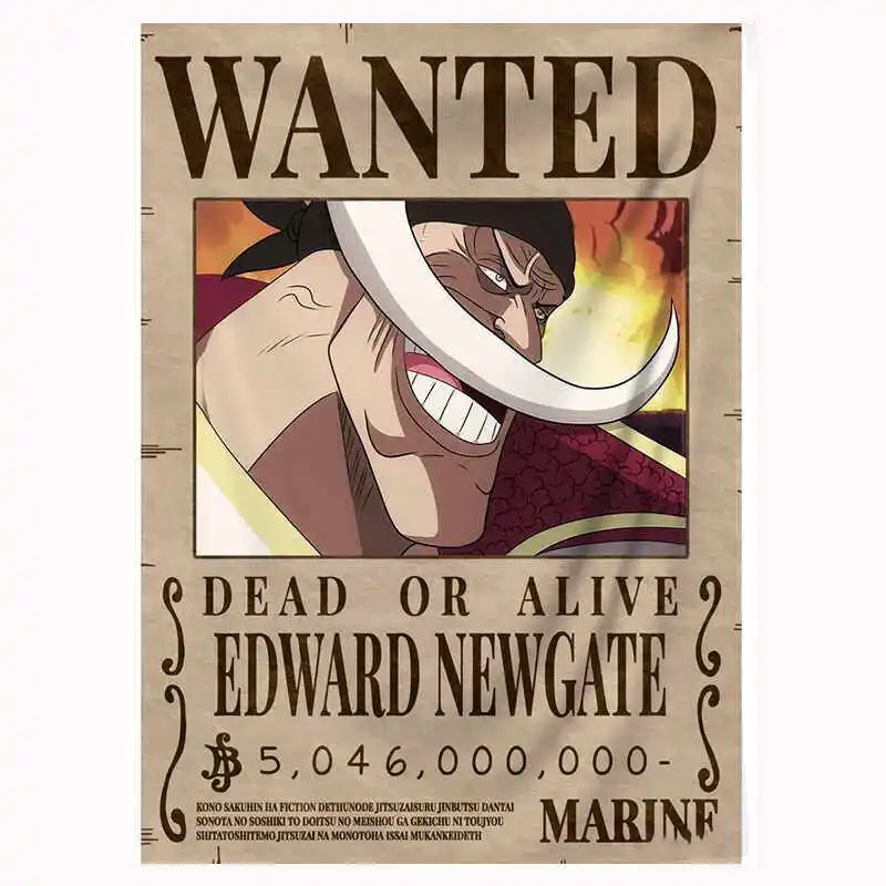 One Piece Manga Tapestry Wanted Poster Luffy Zoro Ace Four Emperors Bounty Print Wall Hanging Aesthetic Background Cloth Bedroom view 4