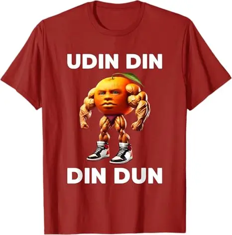 Udin Din Din Dun الإيطالية Brainrot Meme Udindindun برتقالي تي شيرت الرجال الموضة الرجل اللياقة البدنية الساخرة قائلا المحملة الجدة هدية