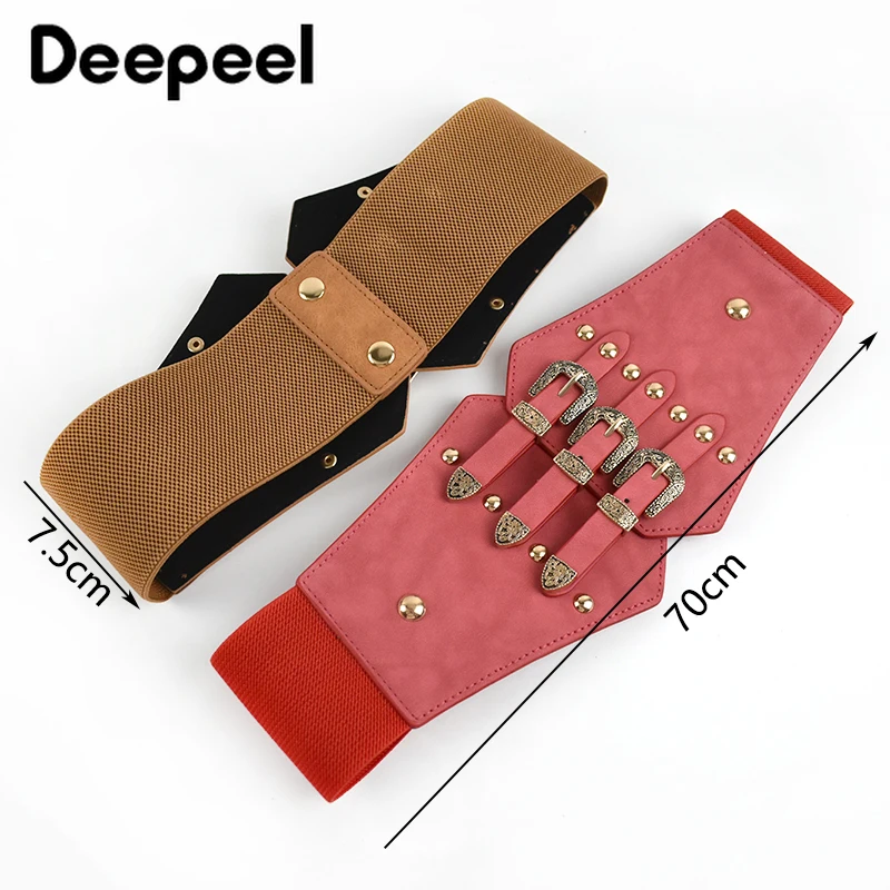 Deepeel 1 قطعة 7.5*70 سنتيمتر النساء خمر دبوس مشبك الجلود Cummerbunds موضة الديكور مشد Crafts بها بنفسك الحرف الفاخرة مطاطا حزام عريض