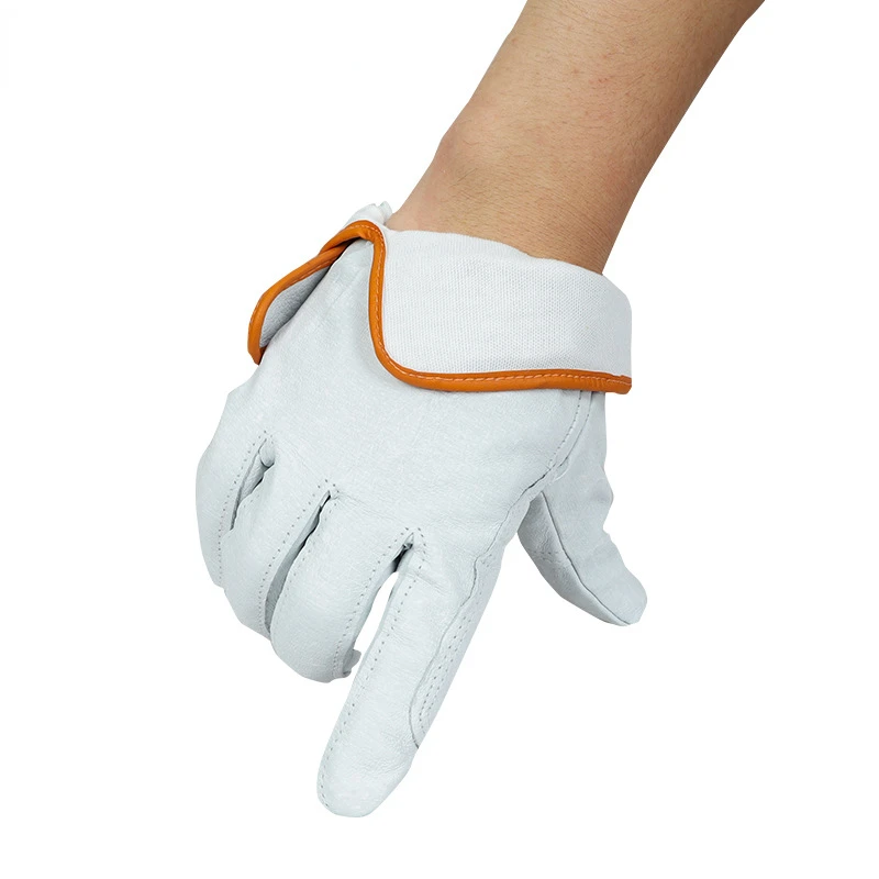 1 Pair Labor Protection Gloves  Pig Skin Cotton Belt Lining Wear Resistant Thick Durable Maintenance Handling Welders