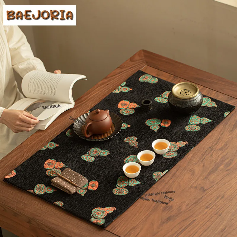 Fabric Thickened Tea Table Mats Traditional Absorbent Clay Tea Mat Drink Coaster Dinner Table Cloth Mat Tea Services Collection