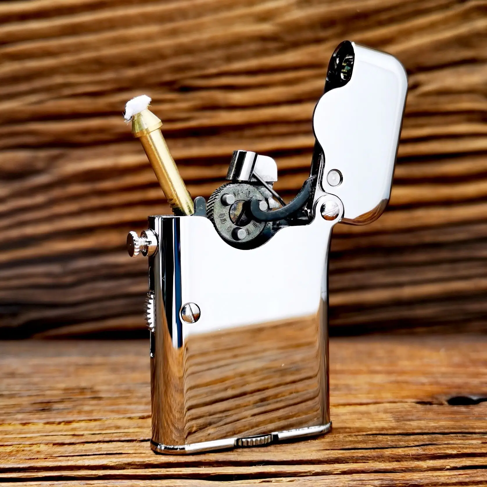 Vintage Fuel Oil Lighter Brass Chrome Plating Golden Cigarette Pipe Collection Briquet Mechanical Lifting Isqueiro