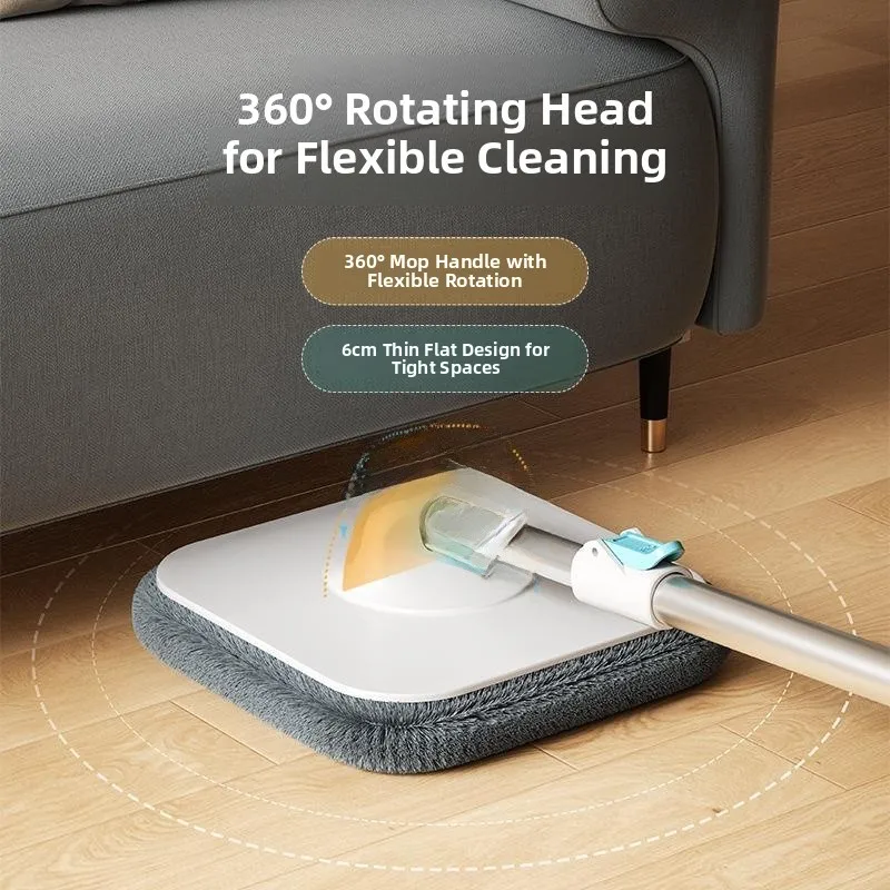 Cubo de fregona giratorio manos libres para uso doméstico con separación de almohadilla de fregado plana para una limpieza fá...