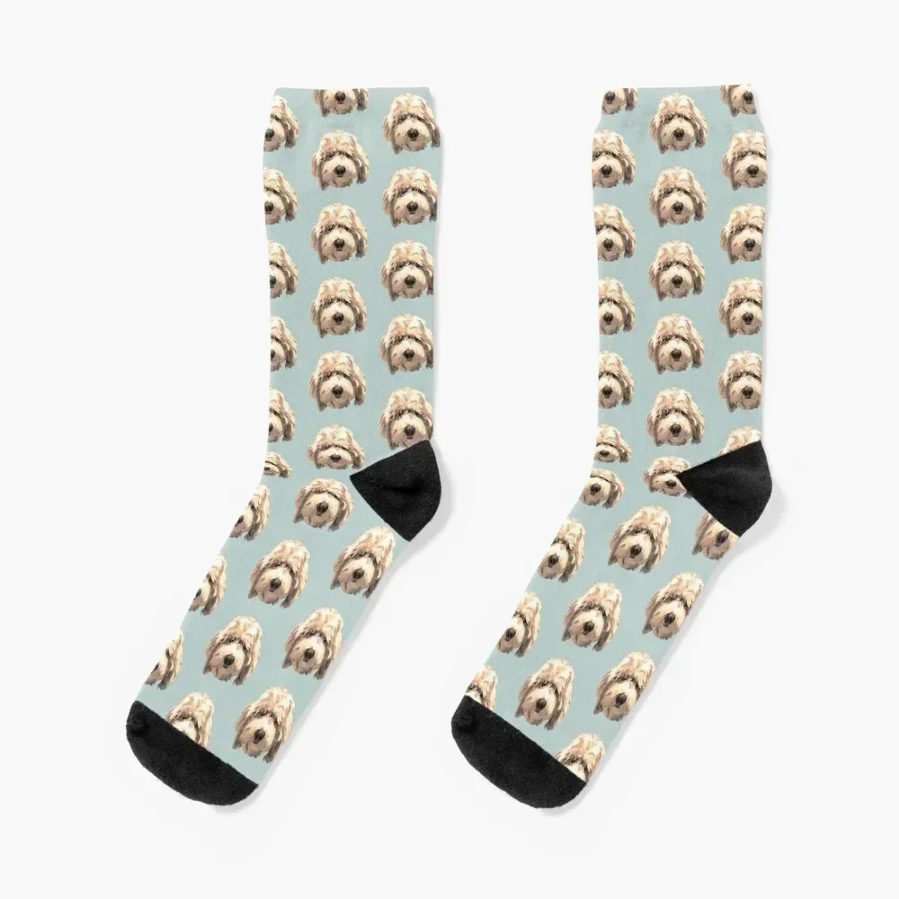 

Lucky Labradoodle Face ~ Golden Socks anti slip football Sports Socks Men Women's
