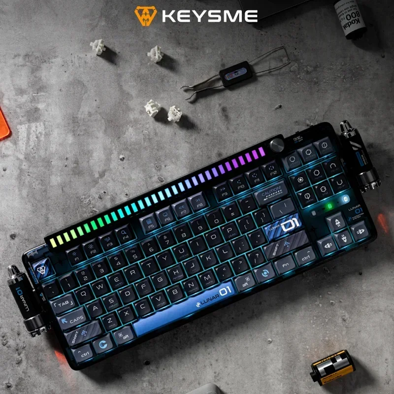 KeysMe  Lunar01 Wireless Mechanical Keyboard Aluminum Alloy Bluetooth Keyboards 3Mode CNC Gasket Custom Rgb Light Gamer Keyboard