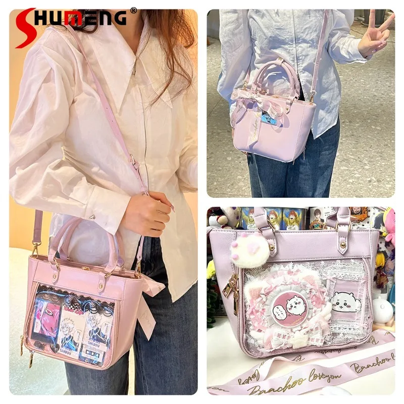 

Lolita Y2k Single Shoulder Small Capacity PU Retro Handbag Daily Crossbody Ita Bag Casual Versatile Commuter Shopping Bags Girls