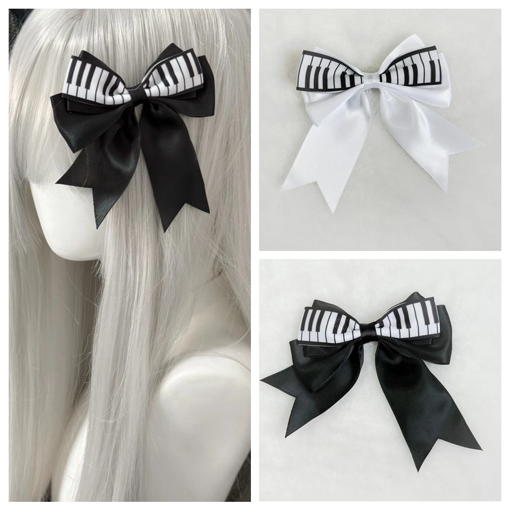 

Piano Key Bow Hairpin Hair Clip Retro Girl Side Duckbill Clip Hair Accessory Black White Vintage Bowknot Side Hairpin Cute Girl