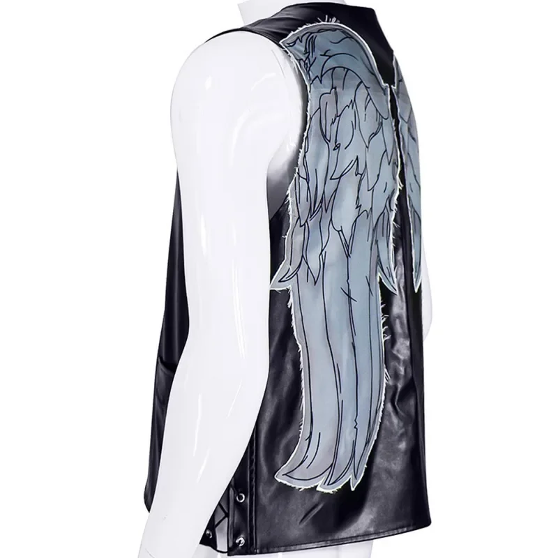 EE01 Horror TV Dead Walking Daryl Costume Cosplay Uomo Gilet in pelle nera Maschile Tracker Gioco di ruolo Gilet Carnevale di Halloween ParIo0!
