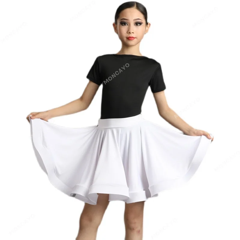 Girl Short Sleeves Standard Latin Dance Dress Children Ballroom Dance Dresses Kids Salsa Rumba Cha Cha Samba Tango Top Skirt