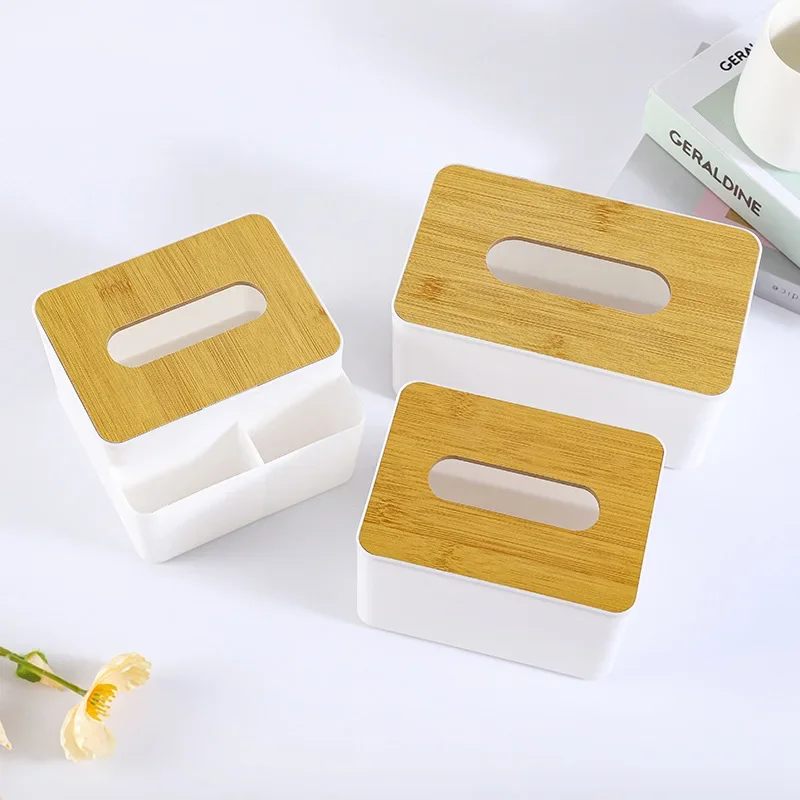 Wooden Tissue Box Napkin Holder Cover Toilet Paper Handkerchief Case Solid Simple Stylish Wood Home Car Wipe Organizer Container