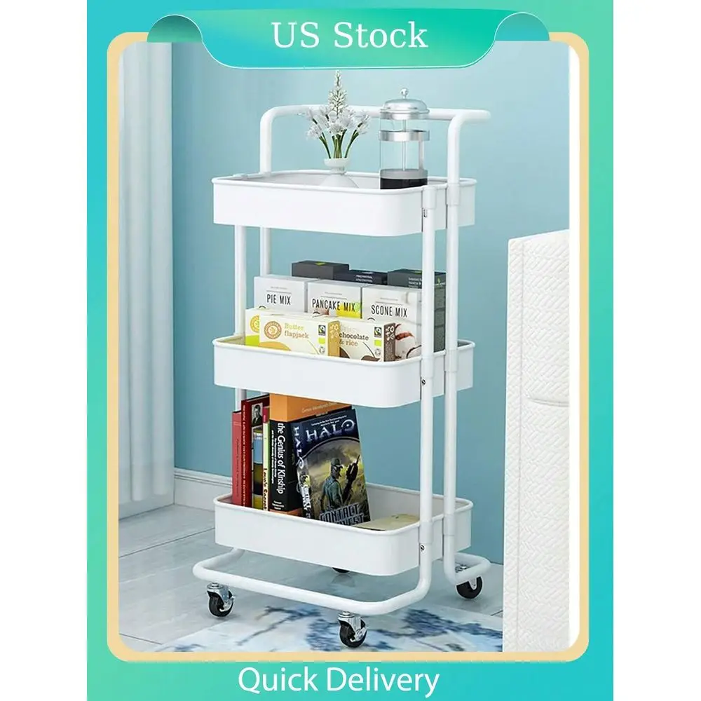 

Тележка-органайзер на 3 яруса с пластиковыми корзинами, многофункциональная тележка для хранения, тележка для рукоделия, универсальная полка-органайзер