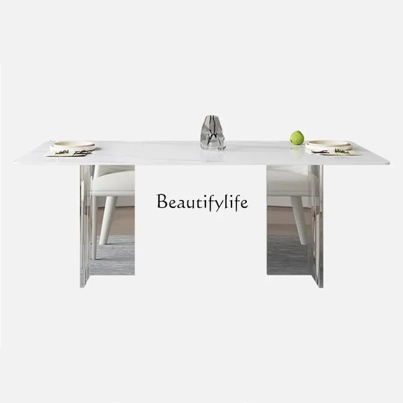 

Light luxury acrylic suspended dining table small apartment high-end rock slab dining table furniture