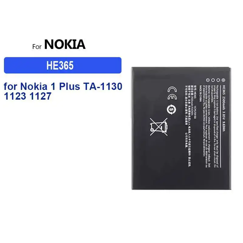 

2500Mah Good Low-Temperature Performance For Nokia 1 Plus TA-1130 1123 1127 1111 HE365 Premium Replacement Mobile Phone Battery