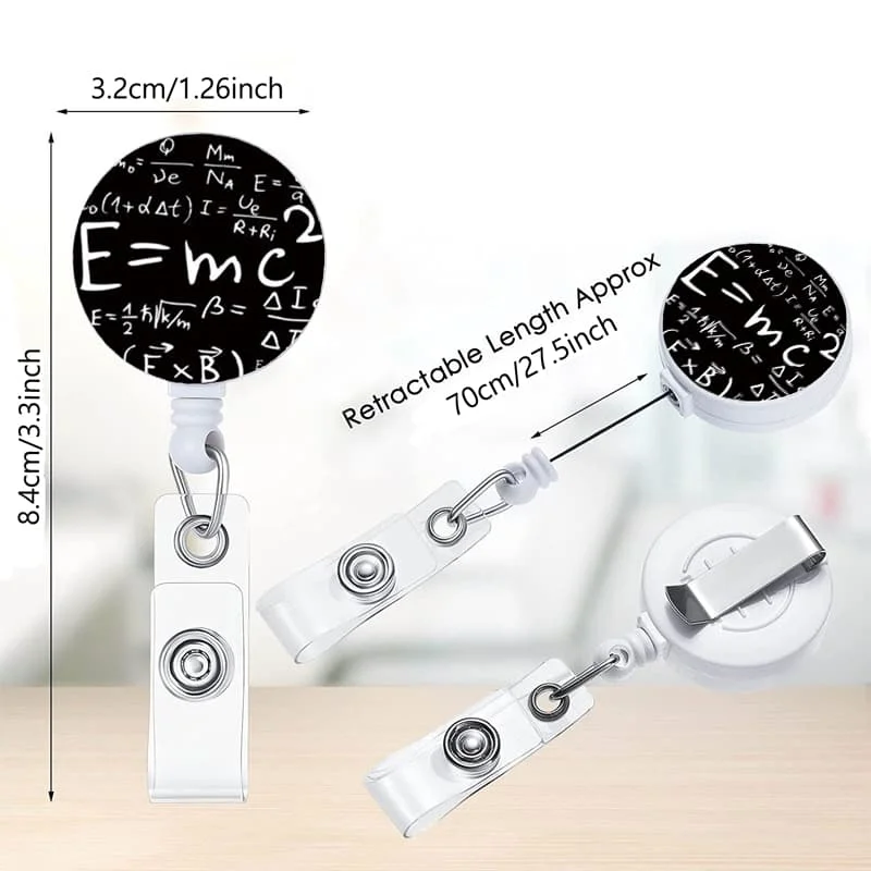 Kreative Mathematik Physik Einziehbare Clip Reel Kartenhalter Chemie ID Business Arbeitskarte Abzeichenhalter Bürobedarf – Detail 4