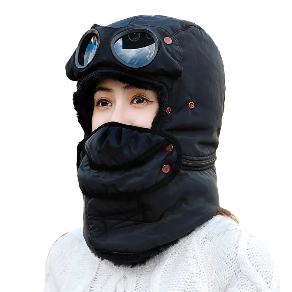 

1Pcs Windproof Skiing Outdoor Winter Cap Thickened Ear Cover Black Cycling Warm Cap for Cold Weather for Winter