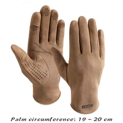 Alta calidad hombres mujeres guantes de invierno de gamuza forro de piel calentador de manos pantalla táctil antideslizante 2023 guantes de moto y bicicleta - negro