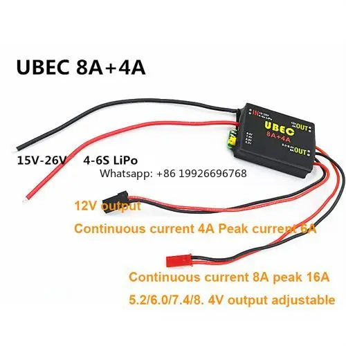 

4S-6S 15-26V UBEC-8A BEC DUAL UBEC 8A+4A 5.2V/6.0V/7.4V/8.4V Servo Separate Power Supply RC Car Fix-Wing Airplane Robot Arm manu