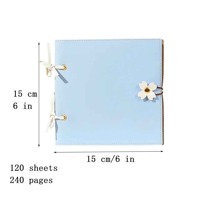 Square Notebook Cute Cherry Blossoms Blank Page Notepad Student Portable Sketchbook Tourist Attractions Stamped Book